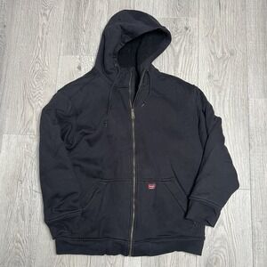 Wrangler Hoodie Mens 2XL Black Sherpa Lined Full Zip Workwear Fleece Heavyweight